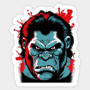 Angry Gorilla Cartoon Comic Book Style Silver Back Mean Sticker